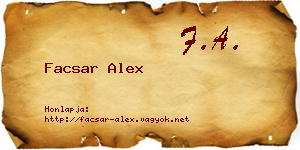 Facsar Alex névjegykártya